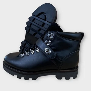 Coach Tompkins Hiker Shearling Mens Sz 7/Wmns Sz 8.5 Black Leather Boot NEW RARE - Picture 1 of 8