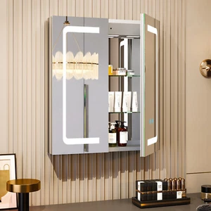 Recessed/Wall Mount Aluminum Mirrored Medicine Cabinet Bathroom w/LED Lights,USB - Picture 1 of 14