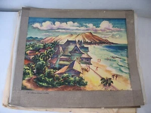 S/6 Joseph Feher Hawaii Folio Prints United AirLines Air Lines Pacific Art - Photo 1/10