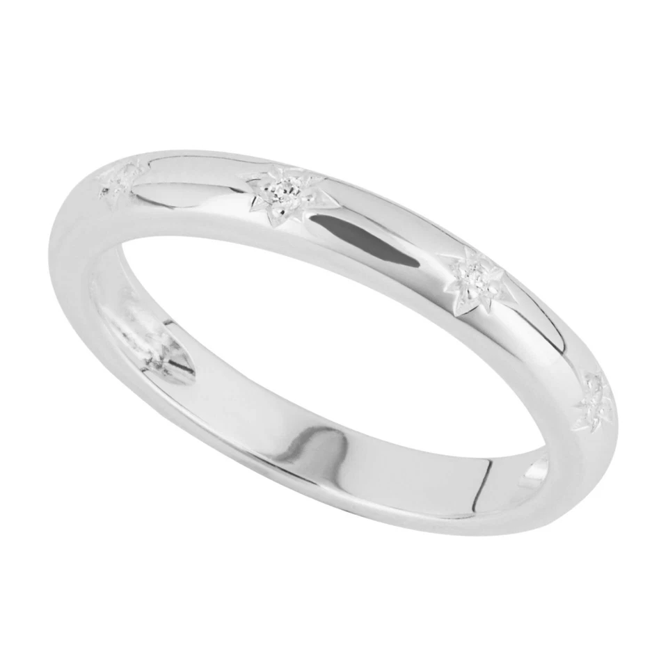 Anillo de piedras preciosas Starburst de plata de ley 925 con sello K - S hecho en Gran Bretaña Foto 1 de 3