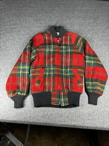Vintage Lakeland Hockey Jacket Mens 36 Wool Plaid 70s Talon - Picture 1 of 14