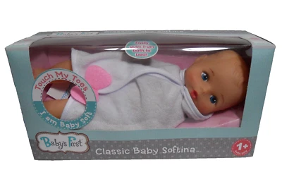 Goldberger Classic Baby Softina With White Wrap 10 1/2" - Brand New - Image 1 of 4