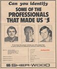 1982 Bâtons de hockey Sher-Wood « ID The Pros That Made Us #1 » annonce imprimée du concours