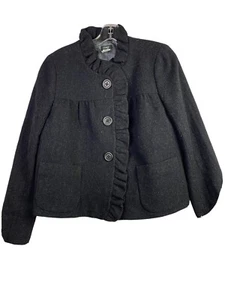 J Crew Damen Marine Wolljacke 3 Knöpfe Rüschendetail Größe 6 - Bild 1 von 6