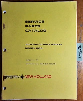 New Holland 1036 Automatic Bale Wagon Service Parts Catalog Manual 5103611 1/81 Foto 1 de 4