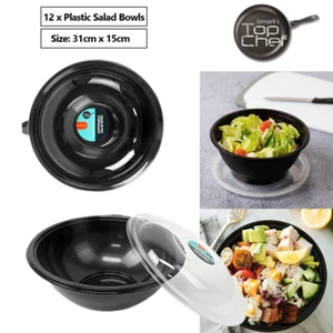 12 x Takeaway Salad Bowl Plastic Disposable Takeout Food Fruit Bowls With Lid - Picture 1 of 2
