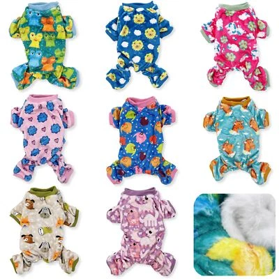 Soft Warm Dog Pajamas FLEECE Jumpsuit Cute Pet Clothes Small Medium Pet XXS - L - Image 1 of 4