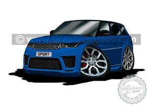 Caricatura auto blu Range Rover Sport Velocity stampa A4 regalo personalizzato - Foto 1 di 14