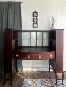 Edwardian Mahogany Desk with Black Leather writing surface c. 1910 England - Picture 1 of 7