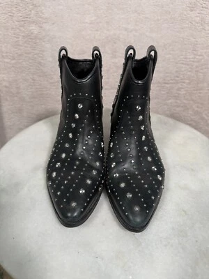 Sam Edelman Botín Tachonado Talla 6.5 Cuero Negro Brian Western Foto 1 de 4