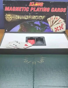 Vintage Kling Magnetic Playing Cards  Complete Red Deck & Game Board  Windproof - Picture 1 of 10