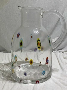 Murano Italy Leonardo Millefiori Art Glass Pitcher ~ Vintage Italian 9.5" X 6" - Picture 1 of 5