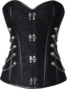 Women's sexy Large Spiral Steel Boned Steampunk Gothic Bustier Corset w/ Chains - Picture 1 of 8