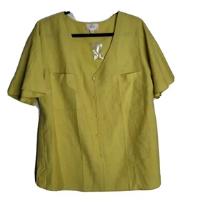 Anthopologie Perch Blu Pepper Damen Plus 1XL Tunika Bluse Chartreuse - Bild 1 von 5