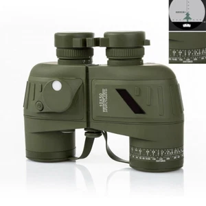 BAK4 Waterproof 10x50 Optics Binocular Night View Rangefinder Telescope&Compass - Picture 1 of 12