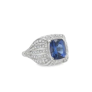 Art Deco Sapphire and Diamonds Ring - Picture 1 of 3