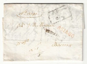 Lombardo Veneto - Prefilatelica del 1826 per Bassano con bollo rosso Asiago - Picture 1 of 2