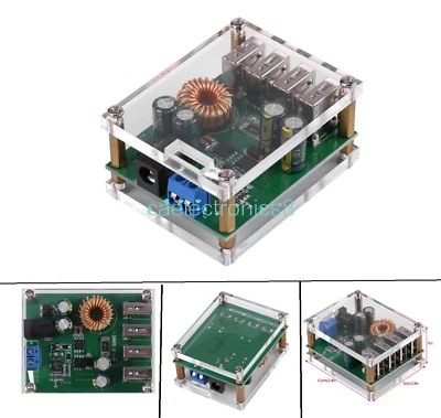 DC-DC 7-60V to 5V 5A 4 USB Output Buck Converter Step down Power Supply +Case CA Foto 1 de 4