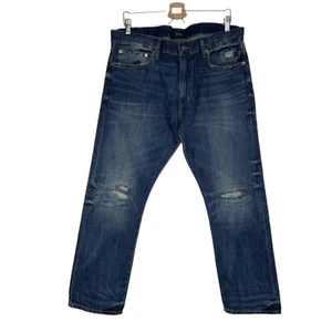 Pantalones de mezclilla reparados Polo Ralph Lauren Varick ajustados rectos rectos talla 35x30 - Imagen 1 de 16