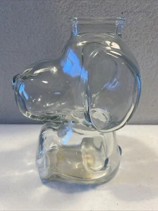 Vintage Snoopy Coin Bank 1966 Clear Glass Peanuts 6” Tall - Picture 1 of 7