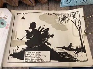 beatrix sherman prints Nursery Rhymes Miss Muffet Jack Cow Moon Jill silhouettes - Picture 1 of 7