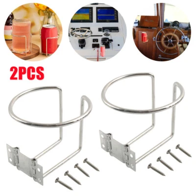 2PCS Stainless Steel Ring Cup Drink Holder For Marine Yacht Boat Truck RV Car - Image 1 of 4