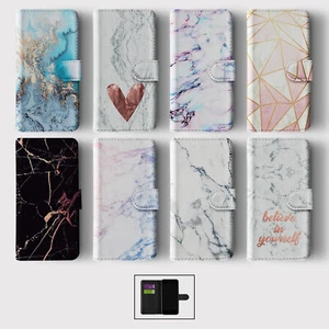 CASE FOR IPHONE 16 15 14 13 12 11 PRO WALLET FLIP PHONE COVER MARBLE ROSE GOLD - Picture 1 of 10