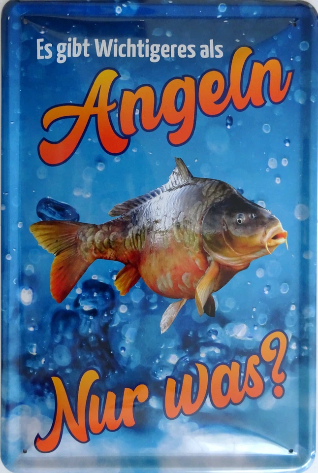 Blechschild Schild 20x30 cm - gibt Wichtigeren als Angeln nur was Fisch Angel - Bild 1 von 1