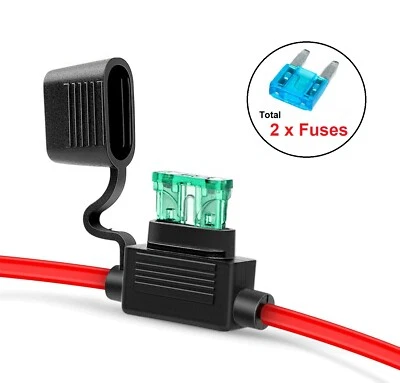 In-Line Waterproof Auto Mini Blade ATC 7.5A~30A Fuse Holder 12AWG Wire (+2 Fuse) - Image 1 of 4