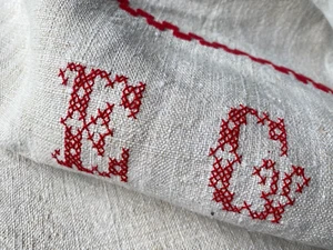 Alter Leinen Sack ,bestickt ,Monogramm Landhausstil Countrystyle,Grainsack - Bild 1 von 8
