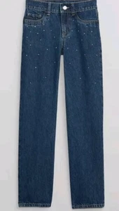 Neu mit Etikett Mädchen GAP Factory gerade Strassjeans Größe 14 verstellbare Taille G2 - Bild 1 von 8