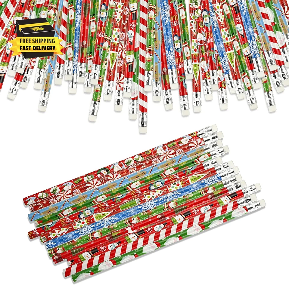Christmas Pencils for Kids with Erasers for Christmas Party Favors Goodie Bags S - Image 1 of 4