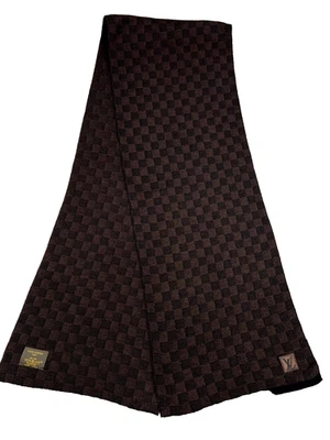 Louis Vuitton Bufanda de Lana Para Hombre Petit Damier Level Marrón Cuadros Italia 72" x 13" Foto 1 de 4