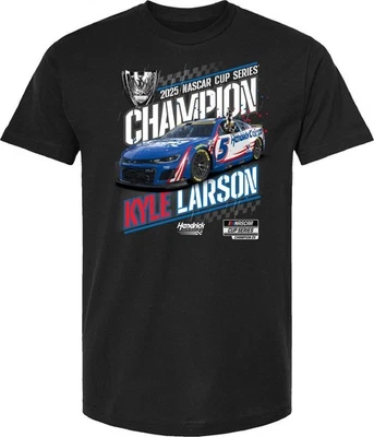 CHECKERED FLAG SPORTS NEW 2025 KYLE LARSON NASCAR OFFICIAL SERIES CHAMP BLACK SS TEE SHIRT L6406