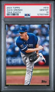 PSA 10 2024 Topps Serie 2 ZACH GREINKE Foto Verdadera Imagen Variación SP Royals 610 - Imagen 1 de 2