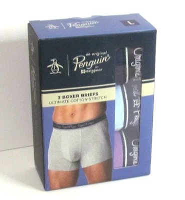 Paquete de 3 calzoncillos boxer Penguin by Munsingwear L 36-38 algodón elástico nuevo con etiquetas Foto 1 de 4