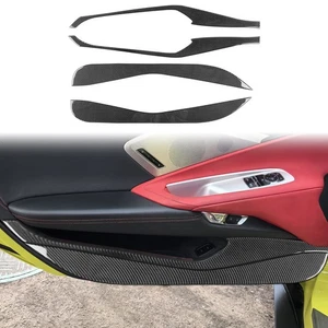 4PCS Carbon Fiber Interior Door Panel Anti Kick Trim For Corvette C8 2020-2023 - Picture 1 of 12