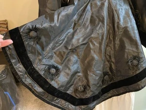 Original Antique Civil War Black Silk Bodice Pagoda Sleeves Elaborate Trimmings - Picture 1 of 24