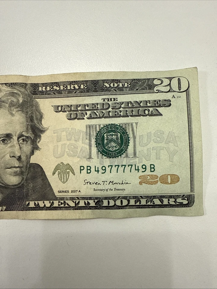 4 of a Kind LUCKY 7's $20 Bill 2017A COOLNESS RATING 97.7 - Image 1 of 4