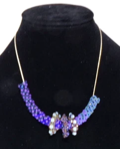 UNIQUE BEADWORK NECKLACE ON SILVER PLATE CHAIN 18" XY33 J88CR CL88CR - Picture 1 of 7