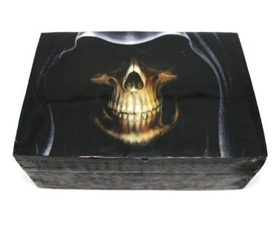 Grim Reaper Wood 6" x 4" Box For Jewelry, Memory, Trinket,Incense,Etc.FREE SHIP - Image 1 of 4
