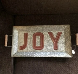 JOY Metal Tray Shelf Sitter Holiday Farmhouse Holiday Decor - Picture 1 of 3
