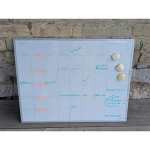 U Brands Dry Erase Calendar Board 16x20 MDF Frame White Magnetic - Picture 1 of 5