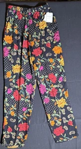 Vintage Index by Melrose Dress Pants Women’s Medium Floral Print Black Pant NWT - Picture 1 of 4