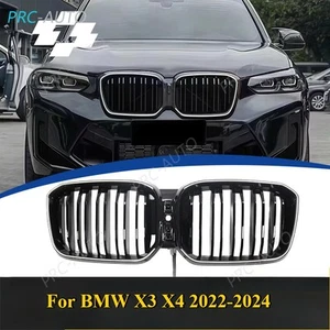 Glossy Black Front Grille Grill Mesh Double Line w/ LED For BMW X3 X4 2022-2024 - Bild 1 von 14
