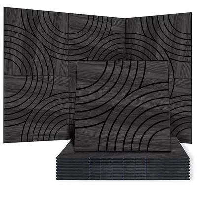  Paneles acústicos artesanales, paquete de 8 negros, arcos entrelazados de 24x24 pulgadas, roble negro Foto 1 de 4