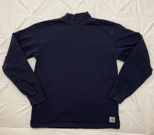 Carhartt K203 Shirt Herren Large Navy Blau Langarm Mock Turtleneck Base Layer - Bild 1 von 7