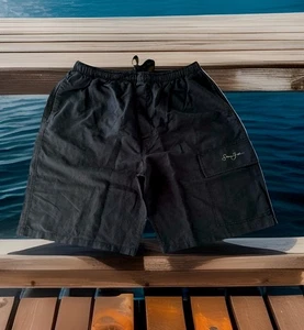 SEAN JOHN LINEN SCRIPT DRAWSTRING CARGO SHORTS LOOSE FIT NAVY-BLUE MENS 2XL - Picture 1 of 5