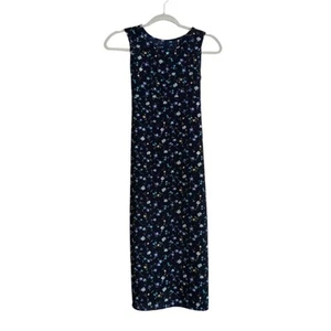 Girls Blue White Floral Boho Polyester Sleeveless Straight Maxi Dress Size Small - Picture 1 of 12