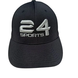 “24 SPORTS” Logo Embroidered Black Stretch-Fit Hat SM-MD Performance Cap - Picture 1 of 11